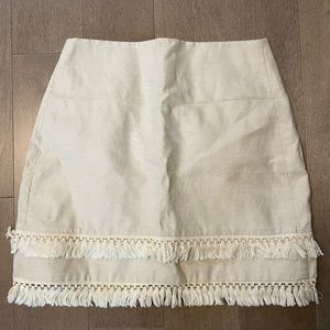 Loft cream tassel a-line skirt